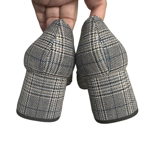 J. Crew Glen Plaid Embellished Block Heel Pumps Pearls Jeweled Square Toe - Picture 7 of 14